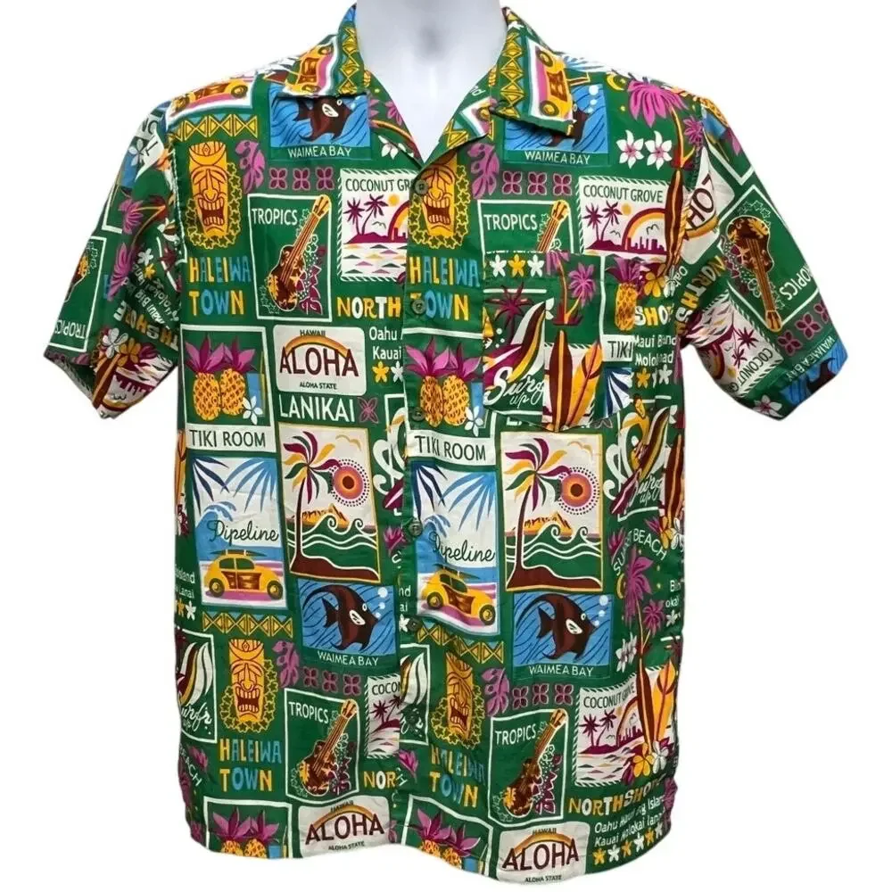 Vintage Waikiki Creations Shirt Mens S Hawaiian Aloha Vacation Button Up PRINT - Picture 1 of 4